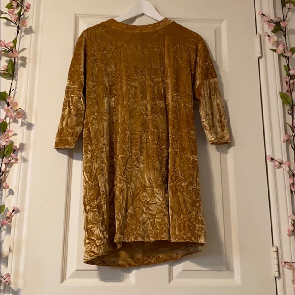 Gold crushed velvet dress